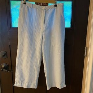 Blue & White Stripped Capri Pants